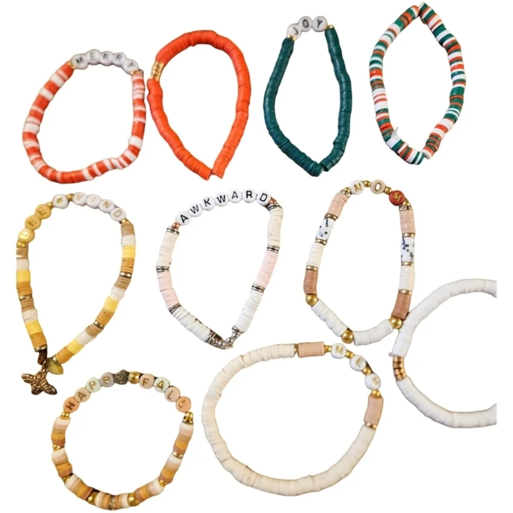 Lot 10 Piece Heishi handmade stretch bracelets